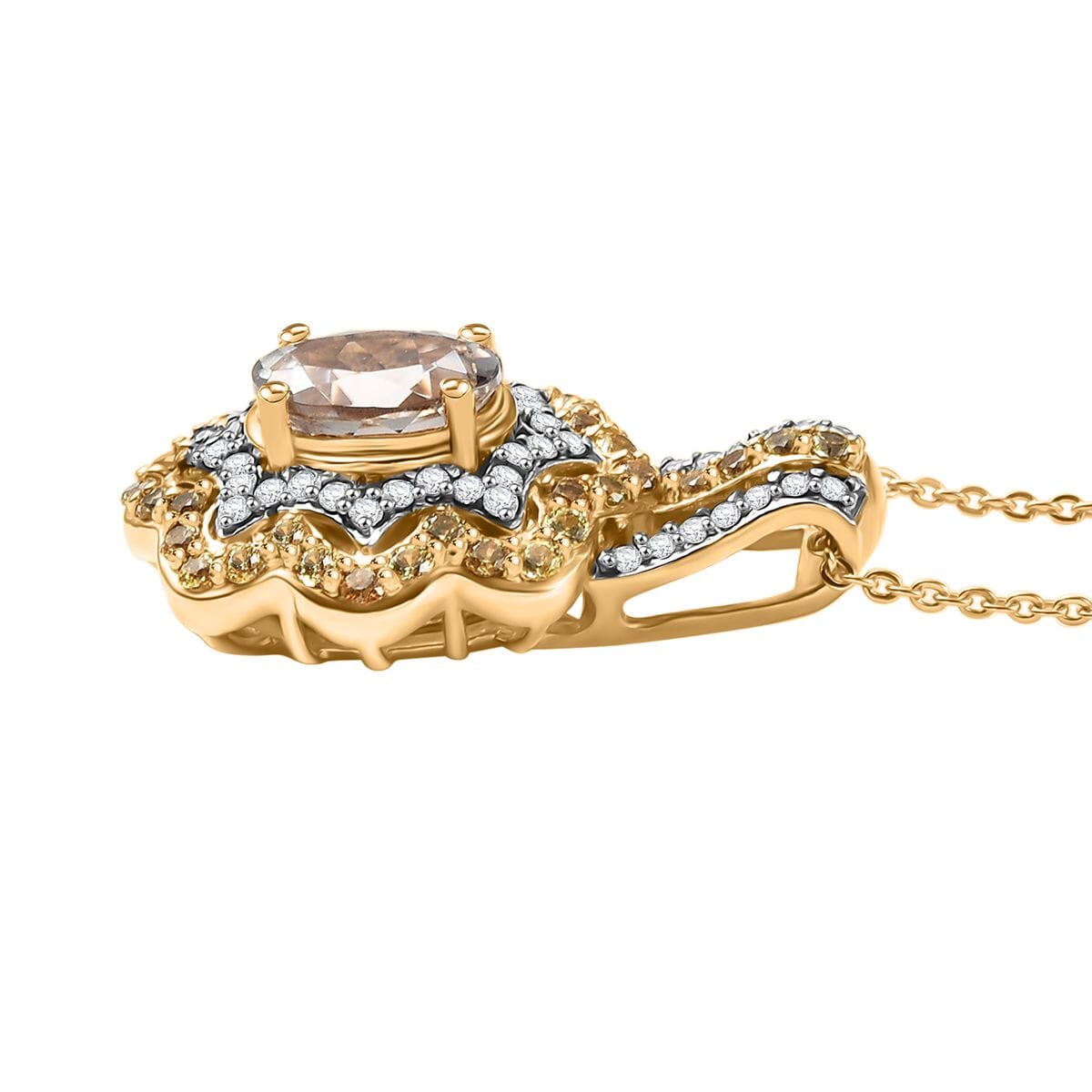 D'Joy Turkizite and Multi Gemstone 2.85 ctw Pendant Necklace in 18K Vermeil Yellow Gold Over Sterling Silver 20 Inches image number 3