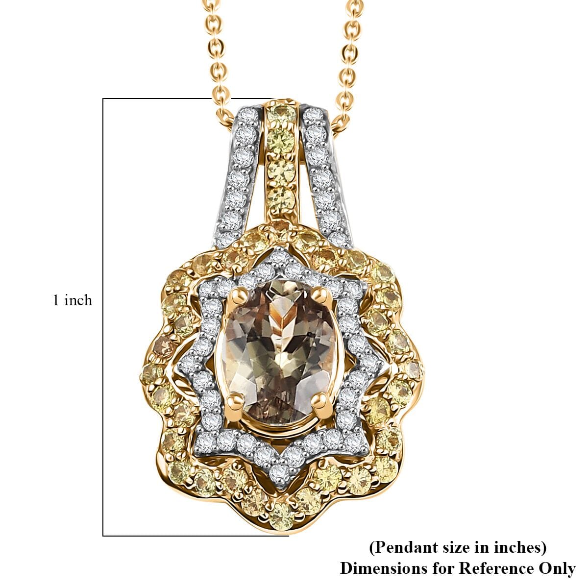 D'Joy Turkizite and Multi Gemstone 2.85 ctw Pendant Necklace in 18K Vermeil Yellow Gold Over Sterling Silver 20 Inches image number 6