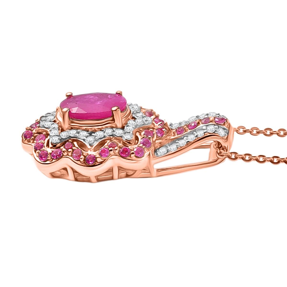 D'Joy Mozambique Ruby and Multi Gemstone 2.80 ctw Pendant Necklace in 18K Vermeil Rose Gold Over Sterling Silver 20 Inches image number 3