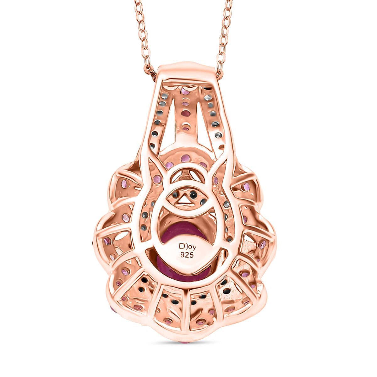 D'Joy Montepuez Ruby and Multi Gemstone 2.80 ctw Pendant Necklace in 18K Vermeil Rose Gold Over Sterling Silver 20 Inches
