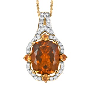 D'Joy Santa Ana Madeira Citrine and Multi Gemstone 6.35 ctw Pendant Necklace in 18K Vermeil Yellow Gold Over Sterling Silver 20 Inches