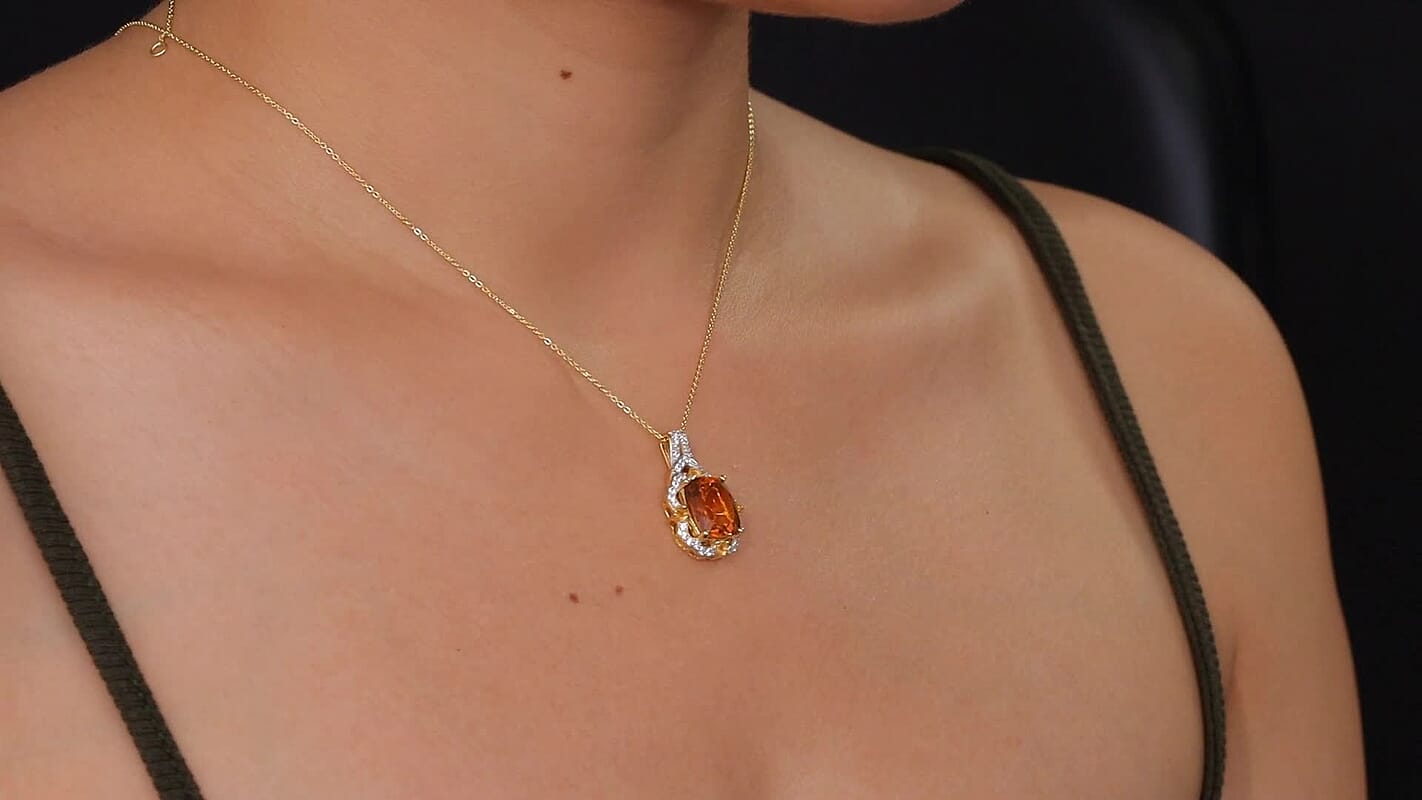 D'Joy Santa Ana Madeira Citrine and Multi Gemstone 6.35 ctw Pendant Necklace in 18K Vermeil Yellow Gold Over Sterling Silver 20 Inches