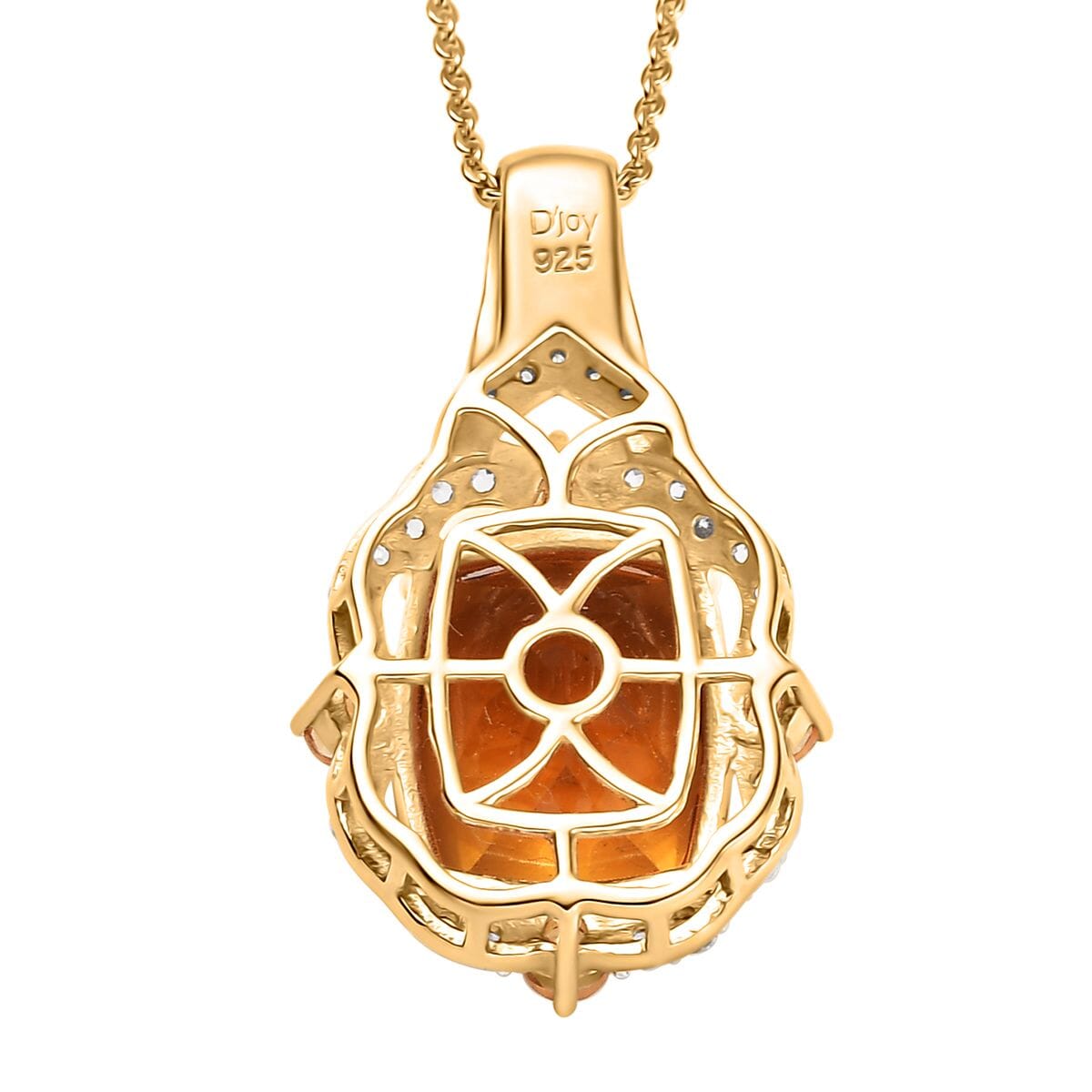 D'Joy Santa Ana Madeira Citrine and Multi Gemstone 6.35 ctw Art Deco Pendant Necklace in 18K Vermeil Yellow Gold Over Sterling Silver 20 Inches image number 4