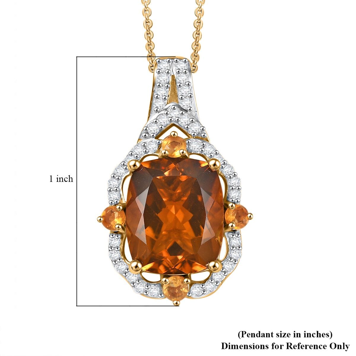 D'Joy Santa Ana Madeira Citrine and Multi Gemstone 6.35 ctw Art Deco Pendant Necklace in 18K Vermeil Yellow Gold Over Sterling Silver 20 Inches image number 5