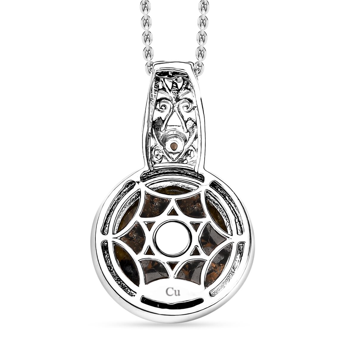 Matrix Silver Shungite, Brazilian Smoky Quartz Pendant in 14K YG and Platinum Over Copper with Stainless Steel Necklace (20 Inches) 8.85 ctw image number 4
