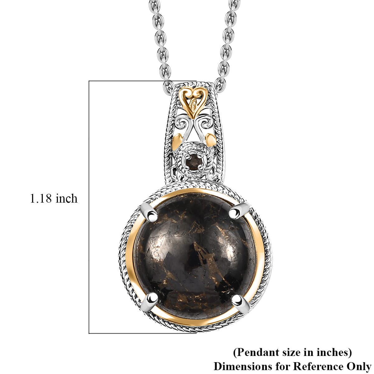 Matrix Silver Shungite, Brazilian Smoky Quartz Pendant in 14K YG and Platinum Over Copper with Stainless Steel Necklace (20 Inches) 8.85 ctw image number 5
