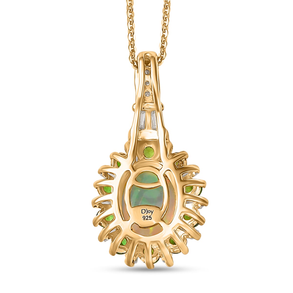 D'Joy Premium Ethiopian Welo Opal and Multi Gemstone 2.00 ctw Sunburst Pendant Necklace in 18K Vermeil Yellow Gold Over Sterling Silver 20 Inches image number 4