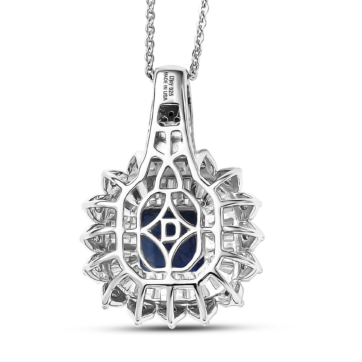 D'Joy Asscher Cut Premium Kashmir Kyanite and Moissanite 4.70 ctw Pendant Necklace in Rhodium Over Sterling Silver 20 Inches image number 4