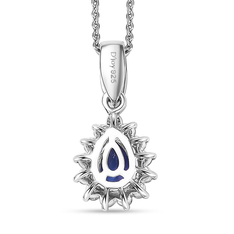 Premium Tanzanite, AAA Paraiba Tourmaline and Diamond 1.10 ctw Celestial Bloom Pendant Necklace in Rhodium Over Sterling Silver 20 Inches