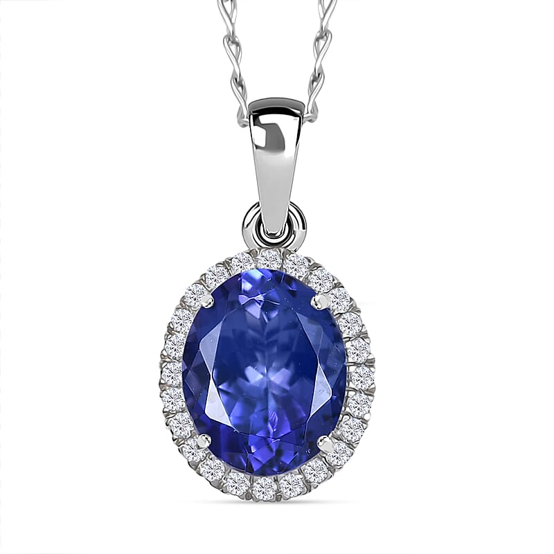 Certified & Appraised Rhapsody AAAA Tanzanite and E-F VS Diamond 3.33 ctw Pendant Necklace in 950 Platinum 20 Inches