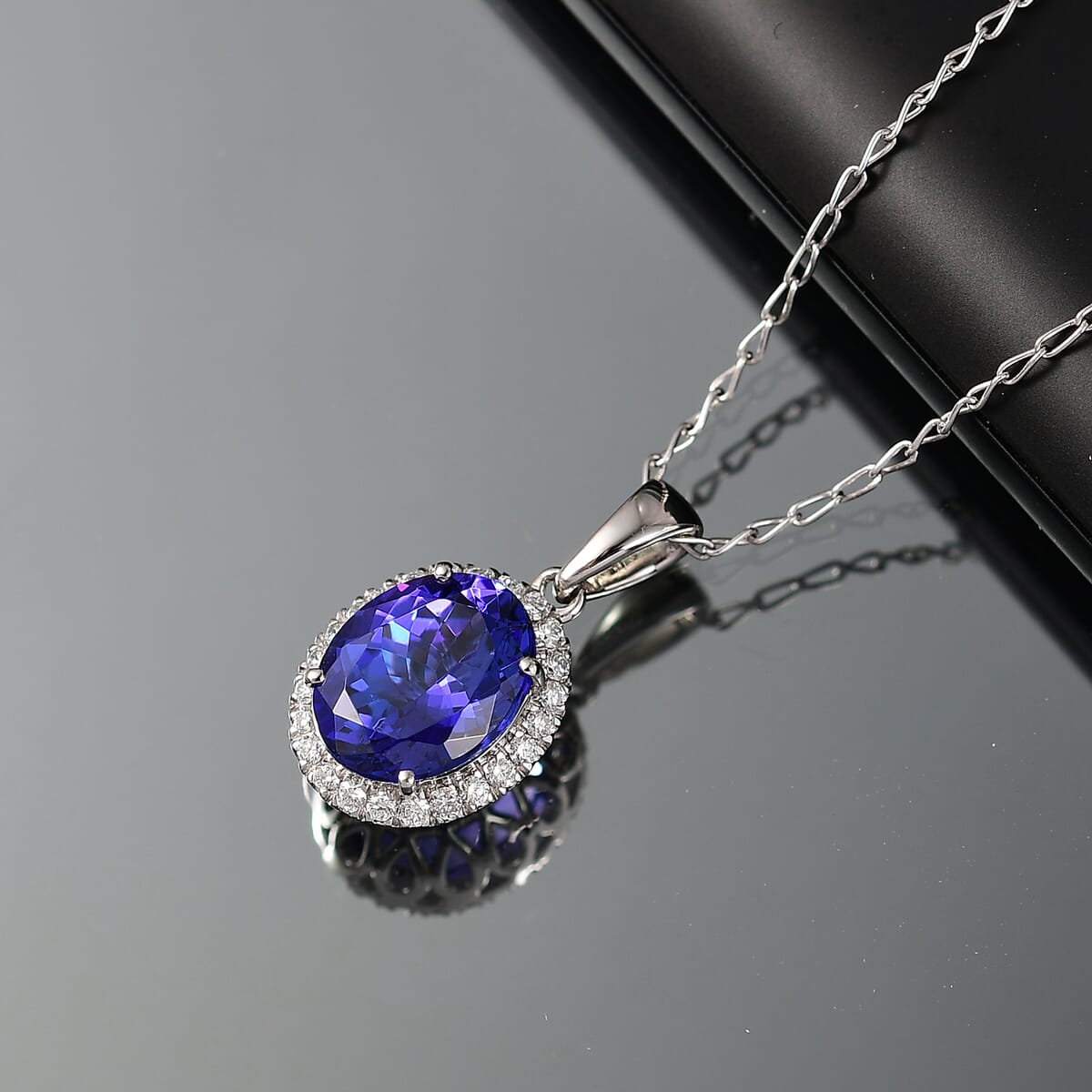 Certified & Appraised Rhapsody AAAA Tanzanite and E-F VS Diamond 3.33 ctw Pendant Necklace in 950 Platinum 20 Inches (Del. in 10-15 Days) image number 1