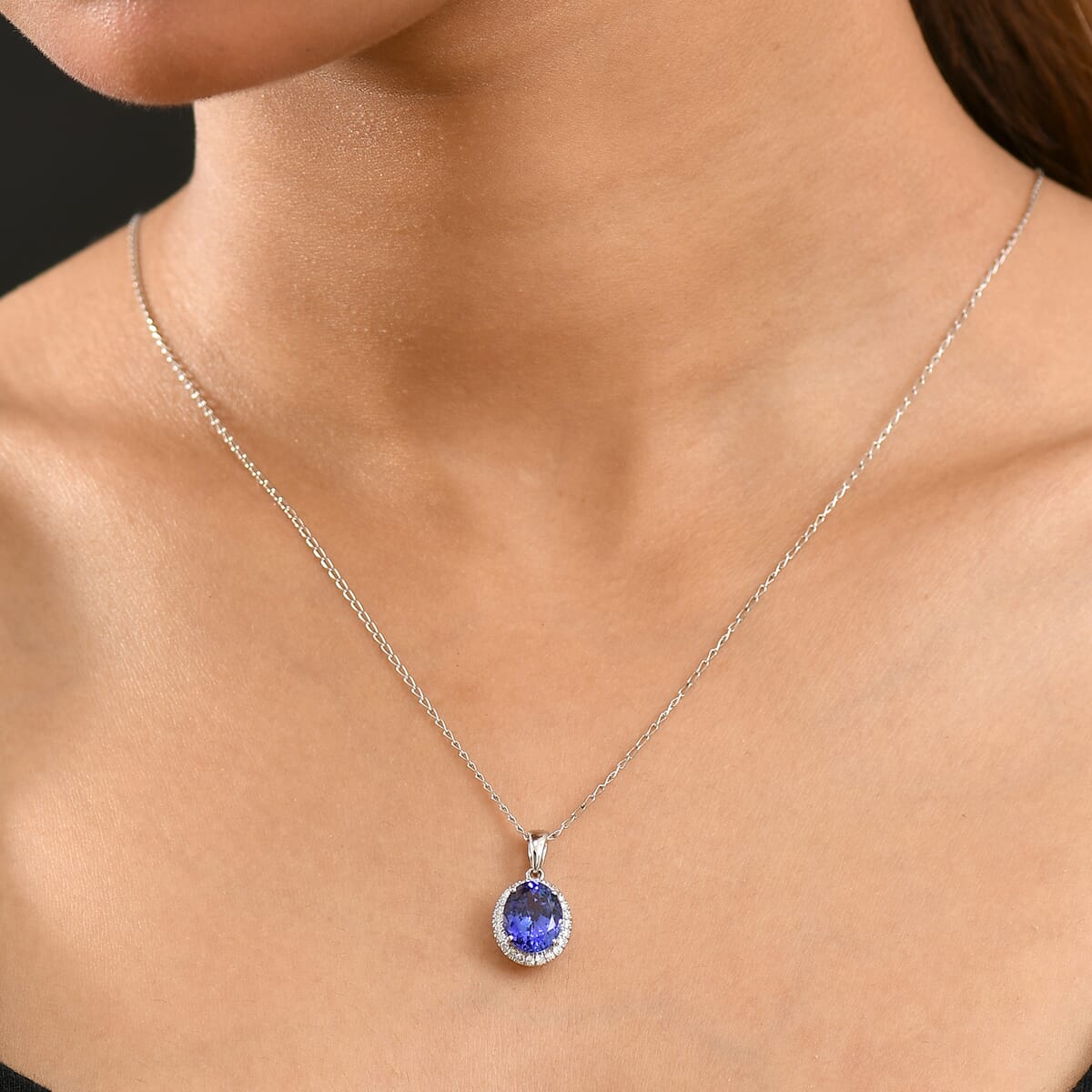 Certified & Appraised Rhapsody AAAA Tanzanite and E-F VS Diamond 3.33 ctw Pendant Necklace in 950 Platinum 20 Inches (Del. in 10-15 Days) image number 2
