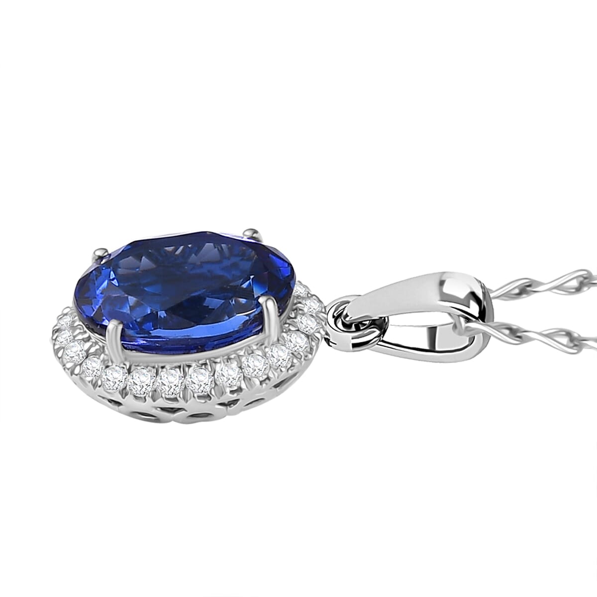 Certified & Appraised Rhapsody AAAA Tanzanite and E-F VS Diamond 3.33 ctw Pendant Necklace in 950 Platinum 20 Inches (Del. in 10-15 Days) image number 3