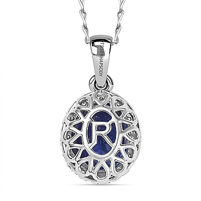 Certified & Appraised Rhapsody AAAA Tanzanite and E-F VS Diamond 3.33 ctw Pendant Necklace in 950 Platinum 20 Inches