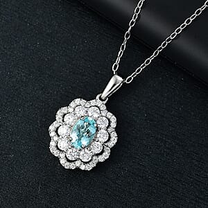 Certified & Appraised Rhapsody AAAA Paraiba Tourmaline and E-F VS2 Diamond 2.00 ctw Pendant Necklace in 950 Platinum 5.78 Grams 20 Inches