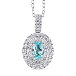Certified & Appraised Rhapsody AAAA Paraiba Tourmaline and E-F VS2 Diamond 2.00 ctw Pendant Necklace in 950 Platinum 4.60 Grams 20 Inches
