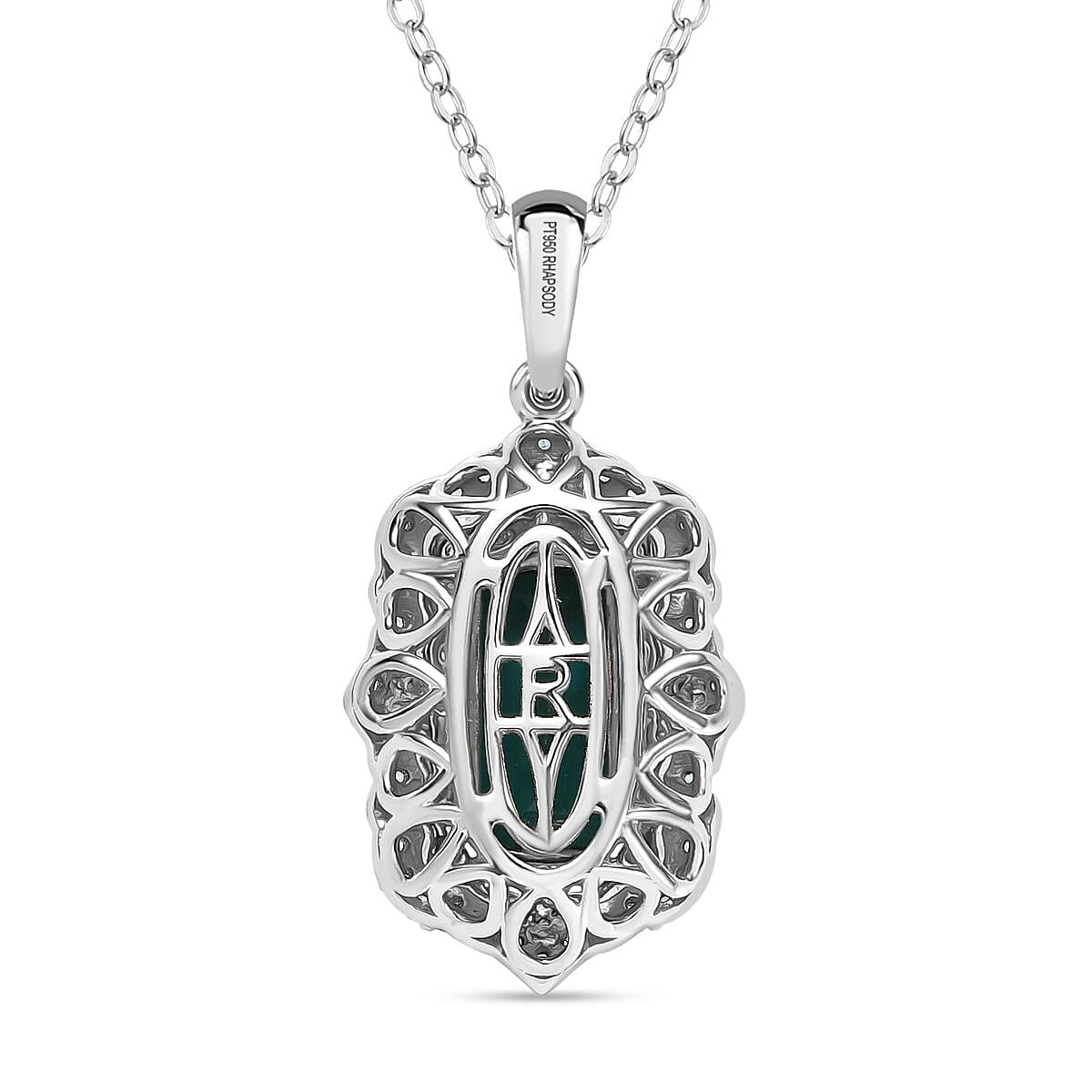 Certified & Appraised Rhapsody AAAA Monte Belo Indicolite, Paraiba Tourmaline and Diamond E-F VS2 3.50 ctw Pendant Necklace in 950 Platinum 20 inches 7.00 Grams image number 4
