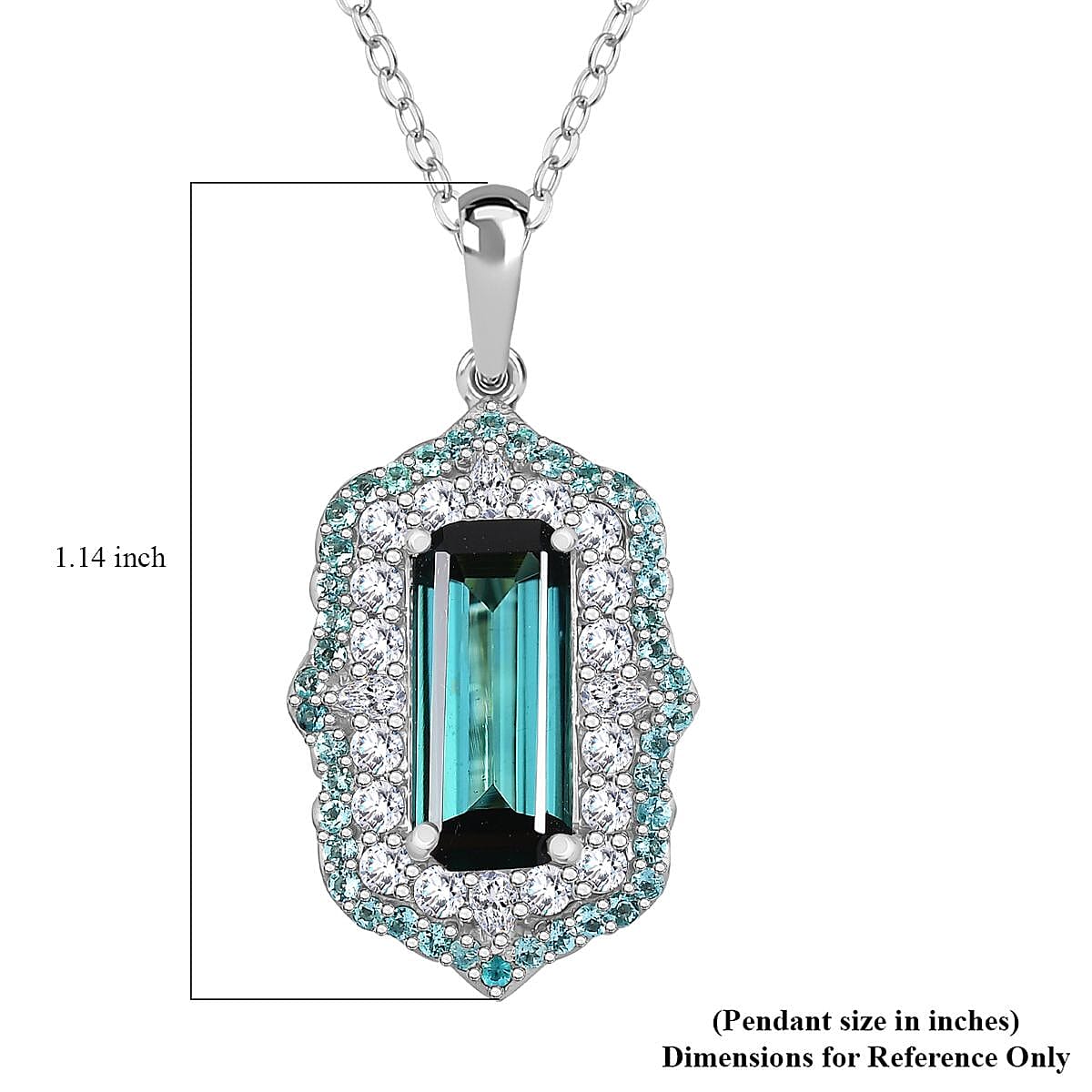 Certified & Appraised Rhapsody AAAA Monte Belo Indicolite, Paraiba Tourmaline and Diamond E-F VS2 3.50 ctw Pendant Necklace in 950 Platinum 20 inches 7.00 Grams image number 5