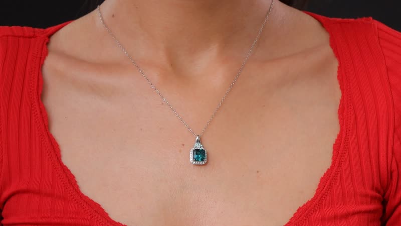 Certified & Appraised Rhapsody AAAA Pirineu Lagoon Tourmaline, Paraiba Tourmaline and E-F VS2 Diamond 3.98 ctw Pendant Necklace in 950 Platinum 20 Inches