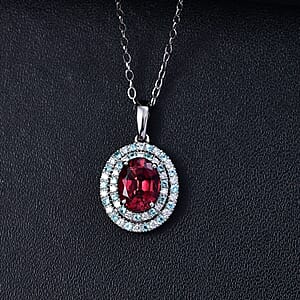 Certified & Appraised Rhapsody AAAA Ouro Fino Rubellite, Paraiba Tourmaline and E-F VS2 Diamond 2.51 ctw Pendant Necklace in 950 Platinum 20 Inches 3.60 Grams