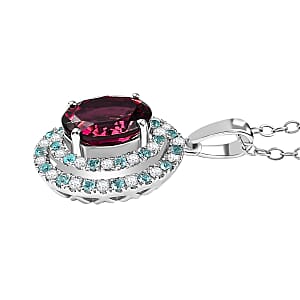 Certified & Appraised Rhapsody AAAA Ouro Fino Rubellite, Paraiba Tourmaline and E-F VS2 Diamond 2.51 ctw Pendant Necklace in 950 Platinum 20 Inches 3.60 Grams