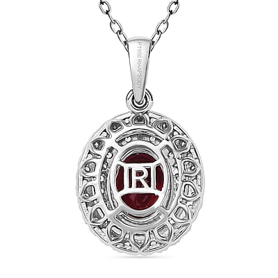 Certified & Appraised Rhapsody AAAA Ouro Fino Rubellite, Paraiba Tourmaline and E-F VS2 Diamond 2.51 ctw Pendant Necklace in 950 Platinum 20 Inches 3.60 Grams