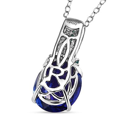 Certified & Appraised Rhapsody 950 Platinum AAAA Tanzanite, Paraiba Tourmaline and Diamond E-F VS2 5.00 ctw Pendant Necklace (20 Inches) 4.00 Grams 