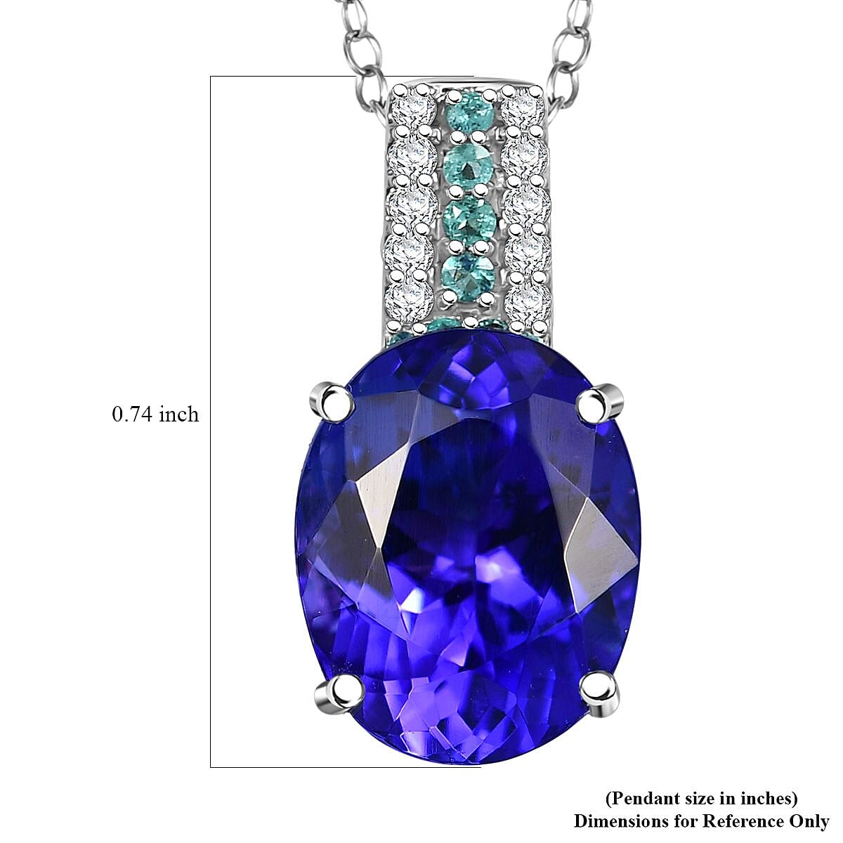 Certified & Appraised Rhapsody 950 Platinum AAAA Tanzanite, Paraiba Tourmaline and Diamond E-F VS2 5.00 ctw Pendant Necklace (20 Inches) 4.00 Grams 