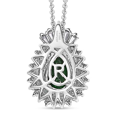 Certified & Appraised Rhapsody AAAA Tsavorite Garnet, Paraiba Tourmaline and Diamond E-F VS2 1.80 ctw Pendant Necklace in 950 Platinum 20 Inches