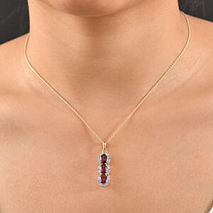 Certified & Appraised Luxoro AAA Ouro Fino Rubellite, Paraiba Tourmaline and G-H I2 Diamond 3.05 ctw Pendant Necklace in 10K Yellow Gold 20 Inches