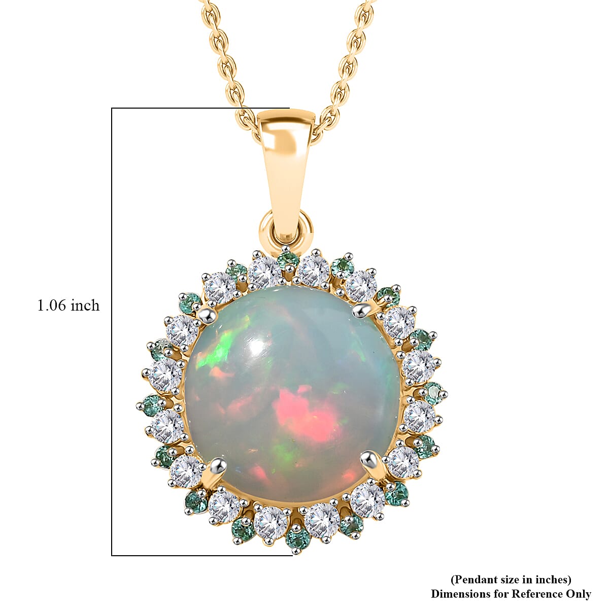 Certified & Appraised Luxoro AAA Ethiopian Welo Opal, Paraiba Tourmaline and G-H I2 Diamond 6.00 ctw Pendant Necklace in 14K Yellow Gold 20 Inches