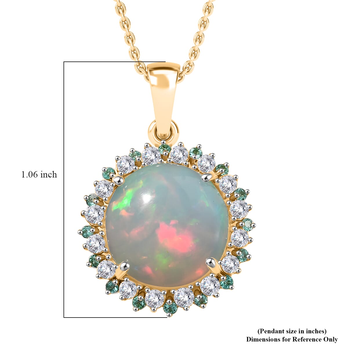 Certified & Appraised Luxoro AAA Ethiopian Welo Opal, Paraiba Tourmaline and G-H I2 Diamond 6.00 ctw Pendant Necklace in 14K Yellow Gold 20 Inches (Del. in 10-12 Days)  image number 5