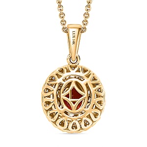 Luxoro AAAA Padparadscha Sapphire, Paraiba Tourmaline and Diamond Pendant Necklace in 14K Yellow Gold 1.65 ctw  (20 Inches)