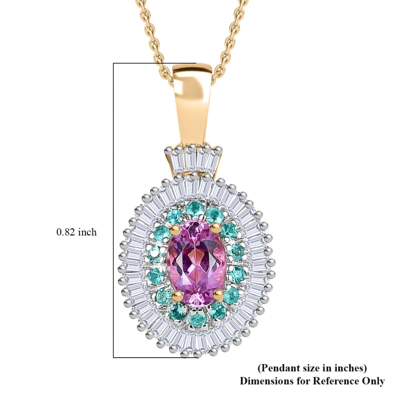 Certified & Appraised Luxoro AAA Imperial Topaz, Paraiba Tourmaline and G-H I2 Diamond 1.00 ctw Pendant Necklace in 10K Rose Gold 20 Inches 