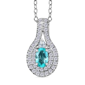Certified & Appraised Rhapsody AAAA Paraiba Tourmaline and E-F VS2 Diamond 1.15 ctw Pendant Necklace in 950 Platinum 20 Inches 5.57 Grams