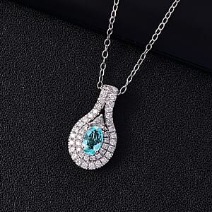 Certified Rhapsody AAAA Paraiba Tourmaline, Diamond Pendant Necklace in 950 Platinum 1.15 ctw (20 Inches) with Free Paraiba Book