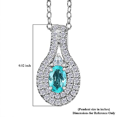 Certified and Appraised Rhapsody AAAA Paraiba Tourmaline, Diamond Pendant Necklace in 950 Platinum 1.15 ctw 20 Inches
