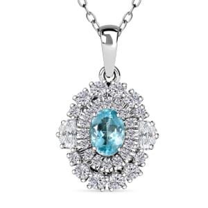 Certified & Appraised Rhapsody AAAA Paraiba Tourmaline and E-F VS2 Diamond 2.25 ctw Pendant Necklace in 950 Platinum 5.50 Grams 20 Inches