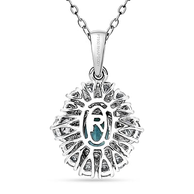 Certified & Appraised Rhapsody AAAA Paraiba Tourmaline and E-F VS2 Diamond 2.25 ctw Pendant Necklace in 950 Platinum 5.50 Grams 20 Inches