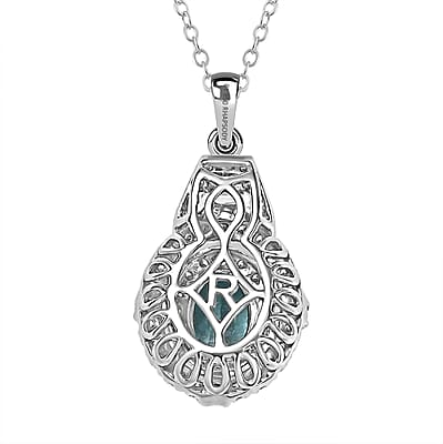 Certified & Appraised Rhapsody AAAA Paraiba Tourmaline and E-F VS2 Diamond 2.22 ctw Pendant Necklace in 950 Platinum 4.53 Grams 20 Inches