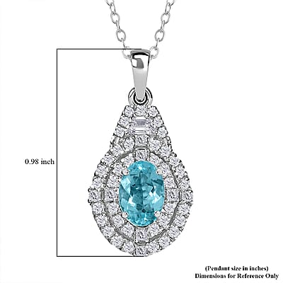 Certified & Appraised Rhapsody AAAA Paraiba Tourmaline and E-F VS2 Diamond 2.22 ctw Pendant Necklace in 950 Platinum 4.53 Grams 20 Inches