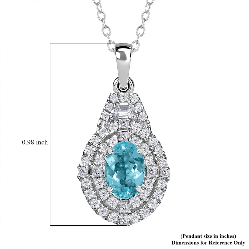 Certified & Appraised Rhapsody AAAA Paraiba Tourmaline and E-F VS2 Diamond 2.22 ctw Pendant Necklace in 950 Platinum 4.53 Grams 20 Inches