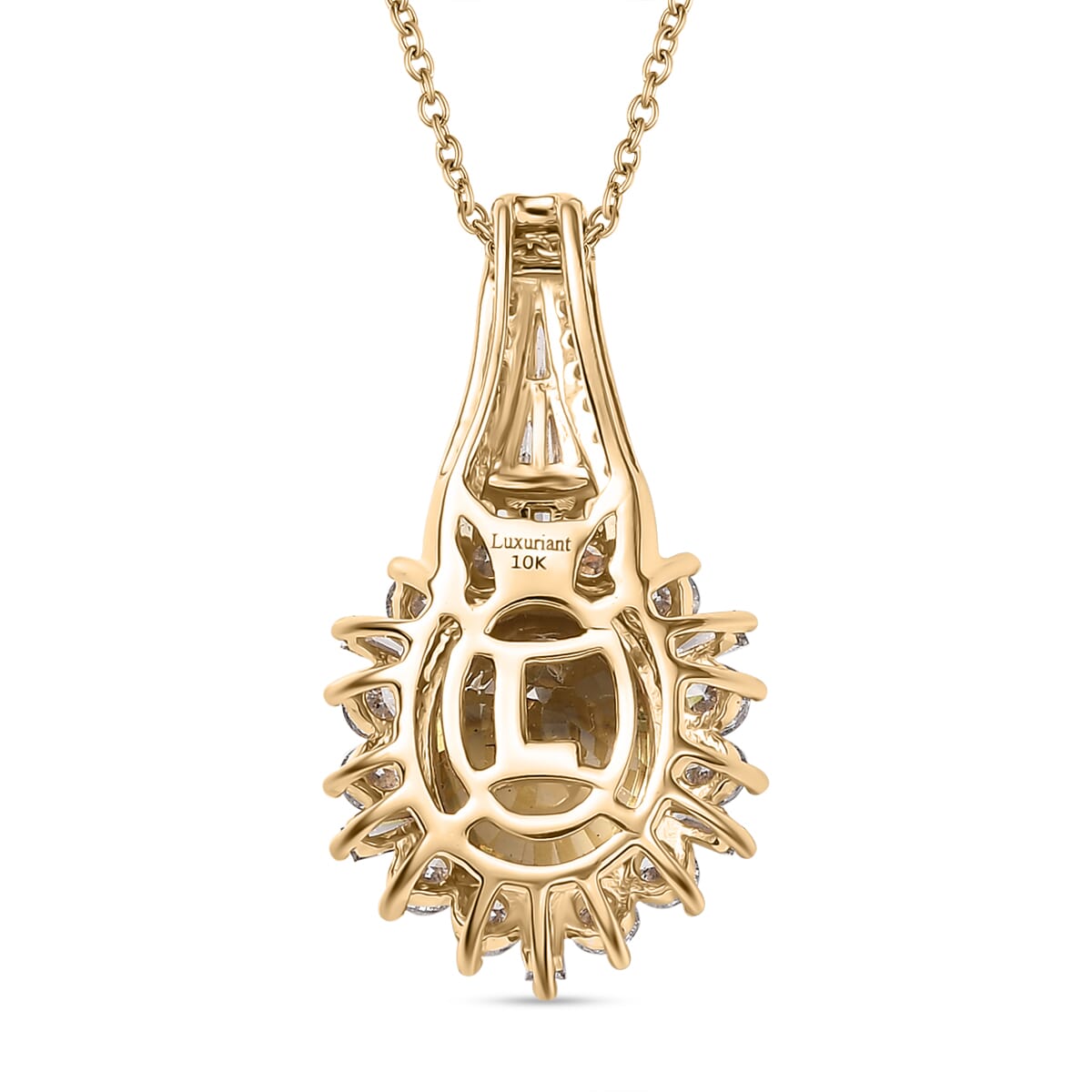 AAA Tanzania Yellow Zircon and Luxuriant Lab Grown Diamond 4.85 ctw Golden Radiance Pendant Necklace in 10K Yellow Gold 20 Inches image number 4