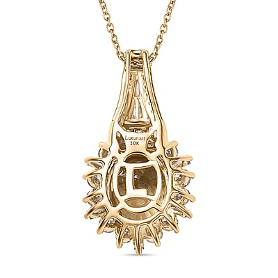 AAA Tanzania Yellow Zircon and Luxuriant Lab Grown Diamond 4.85 ctw Golden Radiance Pendant Necklace in 10K Yellow Gold 20 Inches