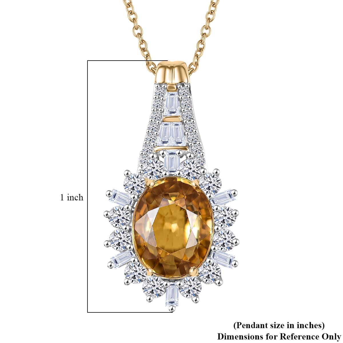 AAA Tanzania Yellow Zircon and Luxuriant Lab Grown Diamond 4.85 ctw Golden Radiance Pendant Necklace in 10K Yellow Gold 20 Inches image number 6