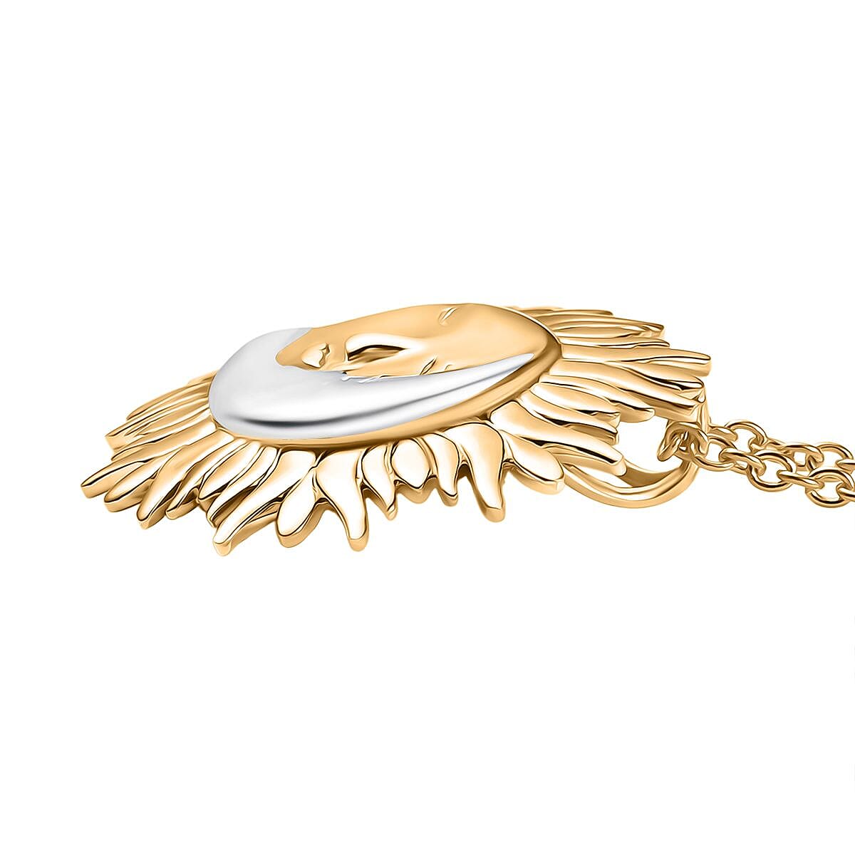 Sun Pendant Necklace (20 Inches) in 14K YG and Platinum Over Sterling Silver