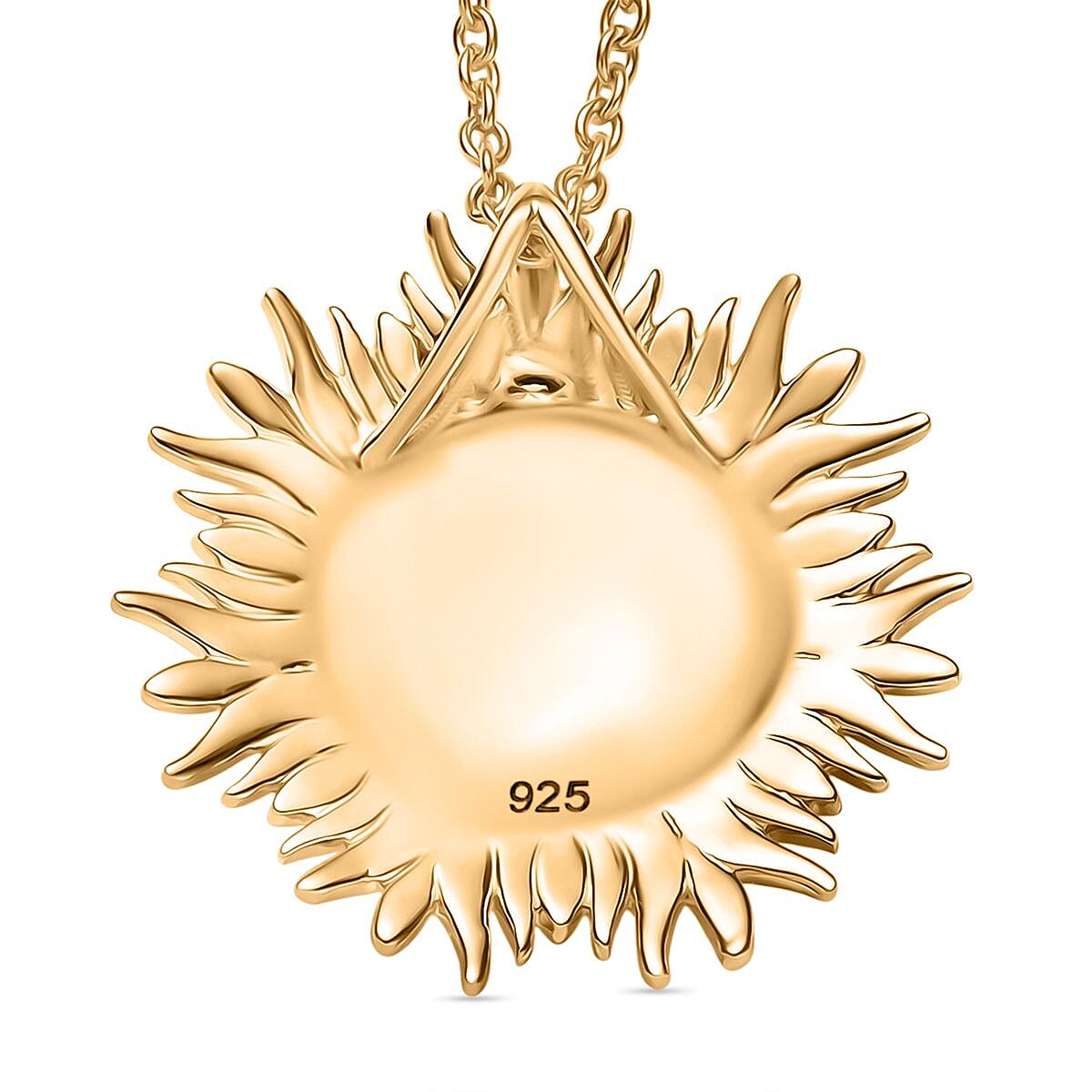 Sun Pendant Necklace (20 Inches) in 14K YG and Platinum Over Sterling Silver