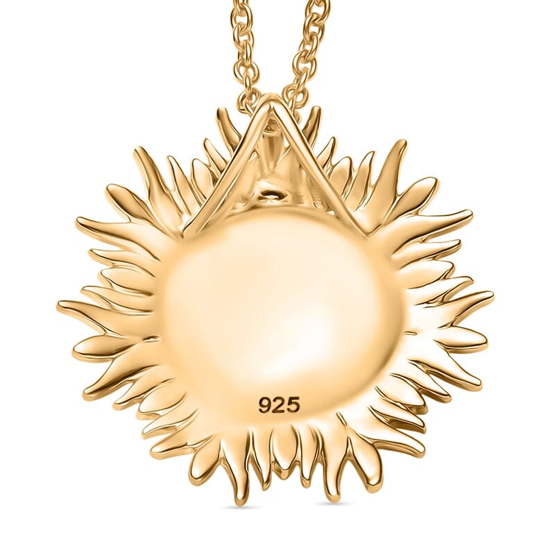 Sun Pendant Necklace (20 Inches) in 14K YG and Platinum Over Sterling Silver