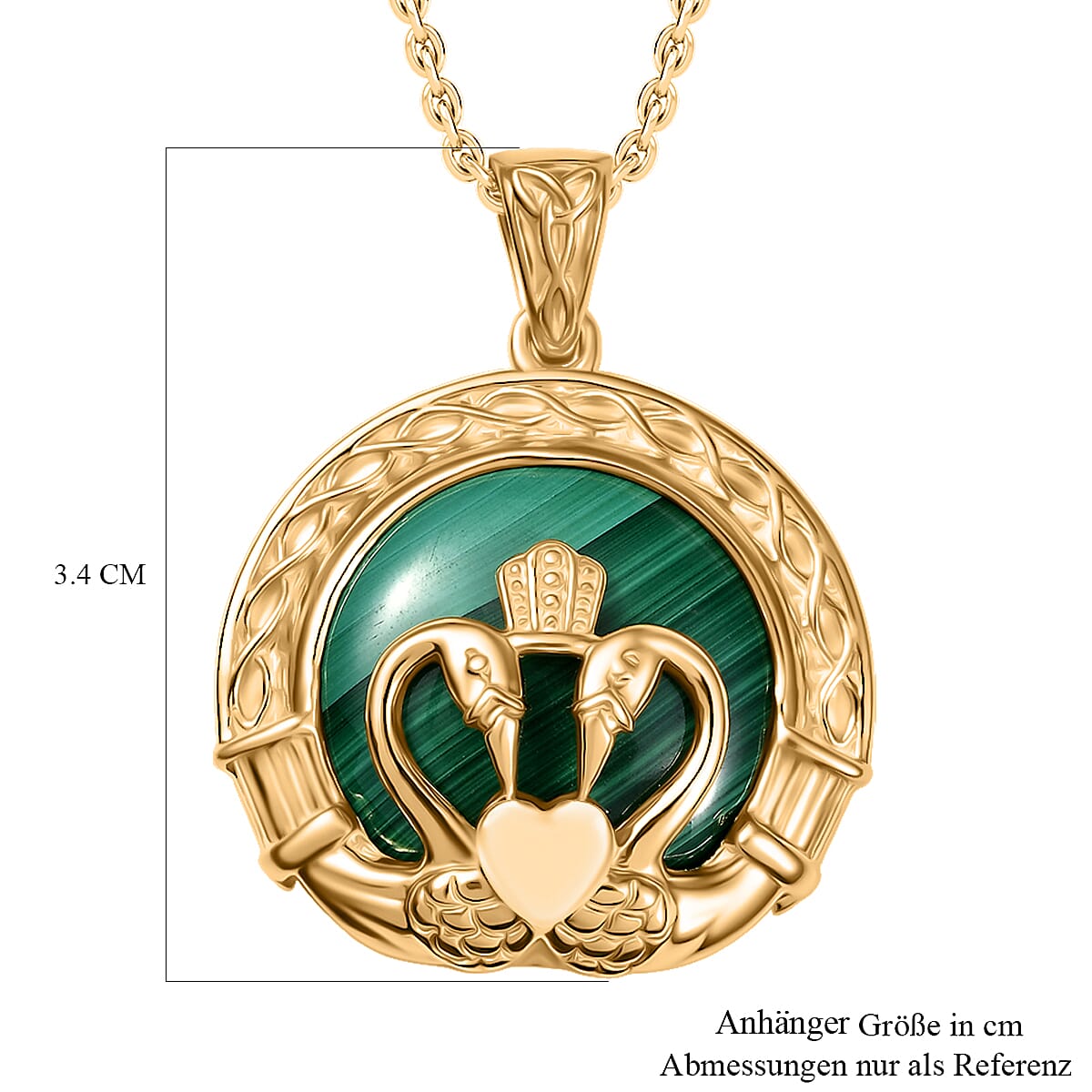 African Malachite Pendant in 18K YG Plated with ION Plated YG Stainless Steel Necklace (20 Inches) 6.80 ctw image number 5