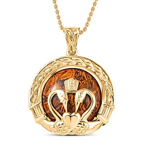 Script Stone 6.80 ctw Pendant in 18K YG Plated with ION Plated YG Stainless Steel Necklace 20 Inches